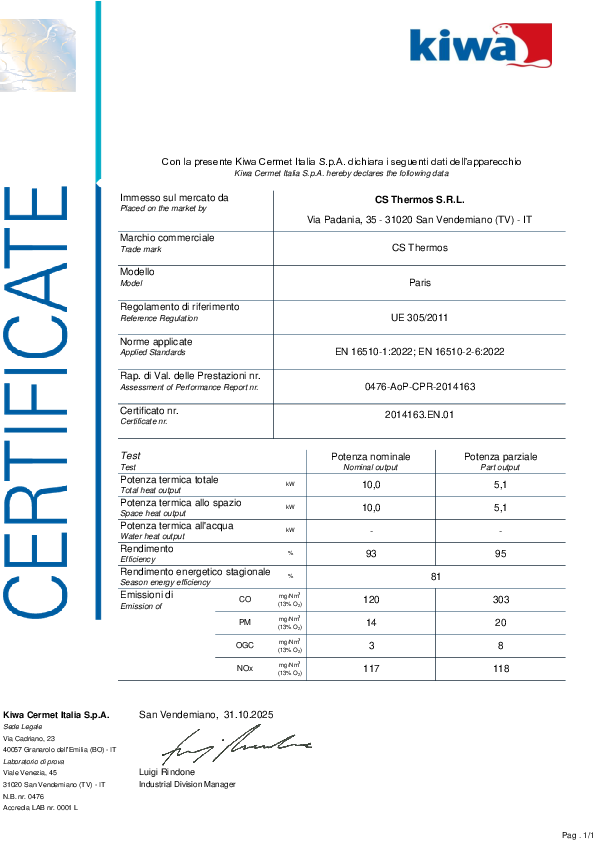 Certificato Laboratorio