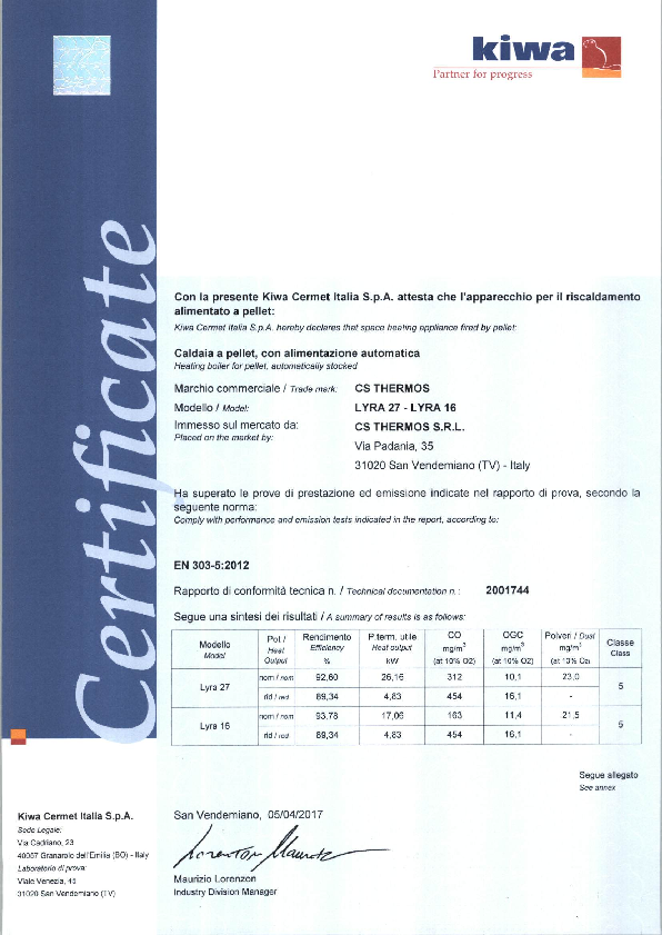 Certificato Laboratorio