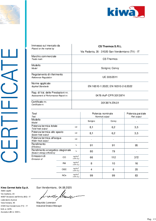 Certificato Laboratorio